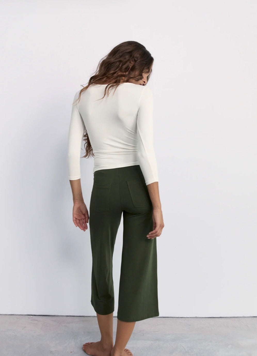 Mid Rise Flare 7’8 Length -Khaki | Pinky & Kamal