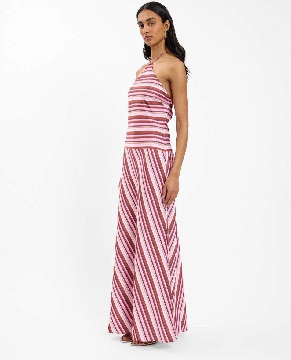 Halter Maxi Dress Magenta Stripe | With Harper Lu