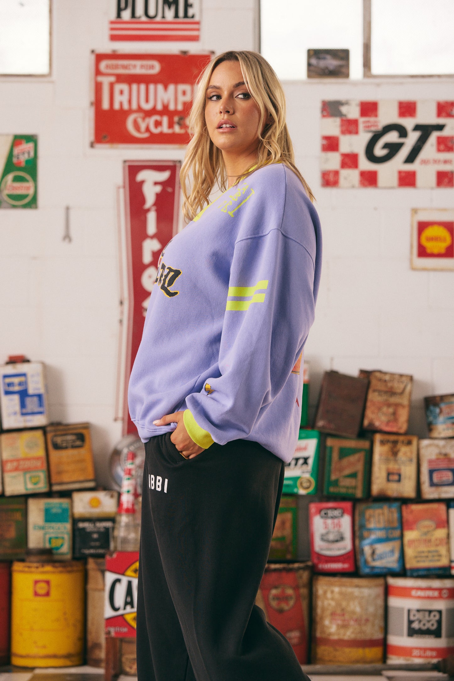 THE BORN ORIGINAL JUMPER - CHARTREUSE & LILAC | SABBI THE STORE