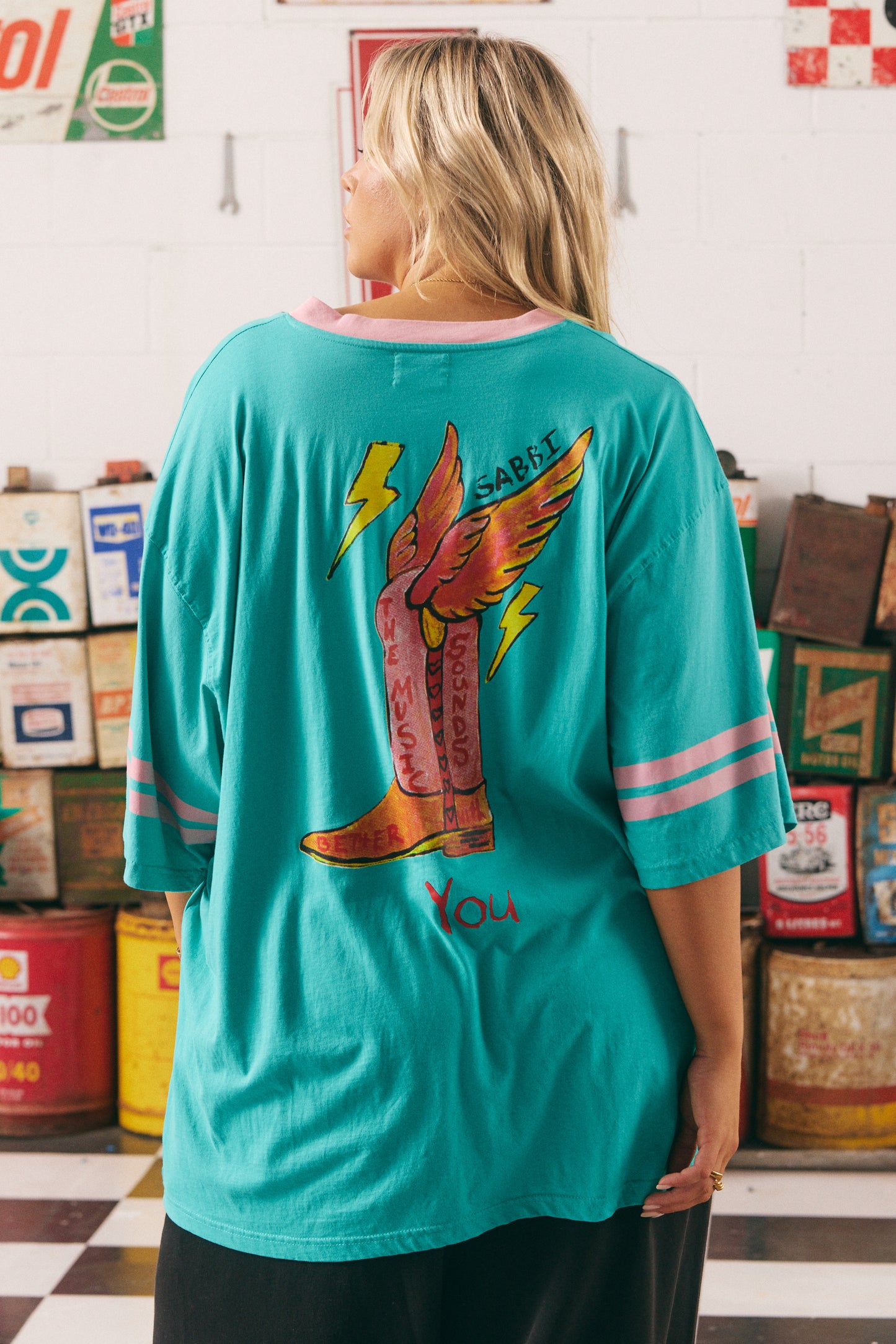 THE BORN ORIGINAL TEE - TEAL & PINK | SABBI THE STORE