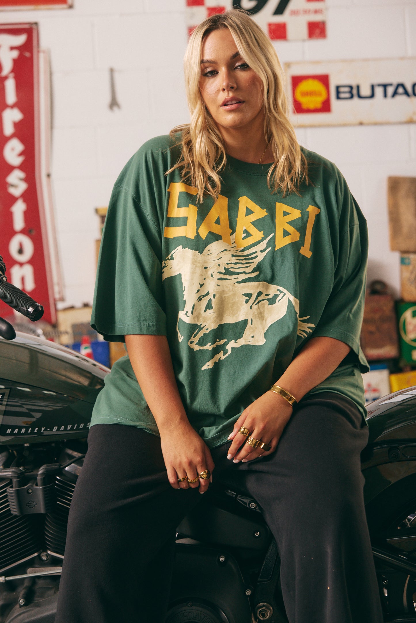 THE VERY OVERSIZED RHINESTONE TEE GREEN | Sabbi The Store