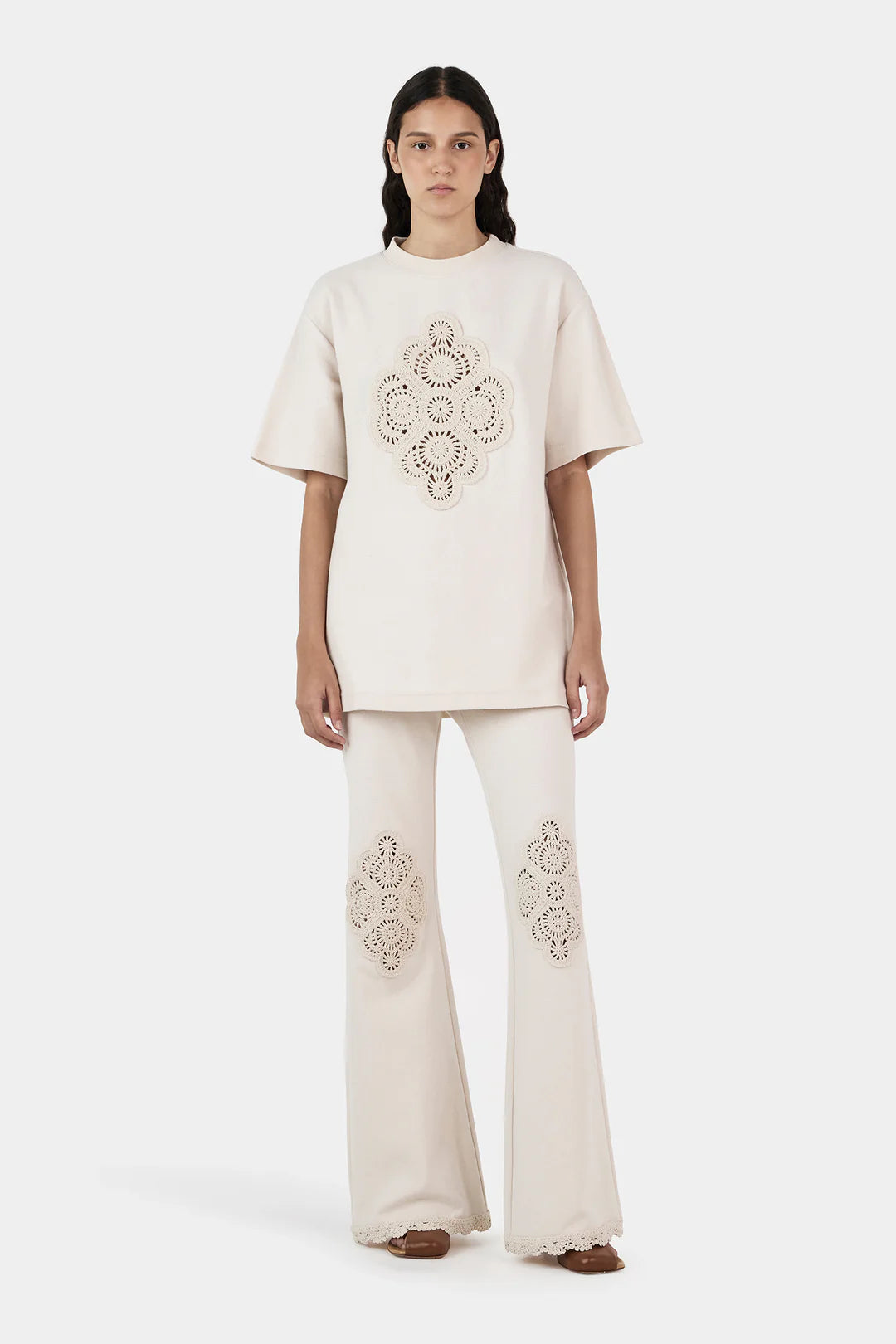 Marley Crochet Shirt Sandstone | Hansen & Gretel