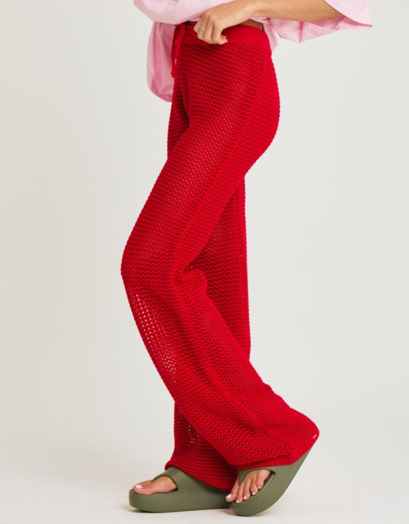 The Plain Knit Beach Pants - Red | Sabbi