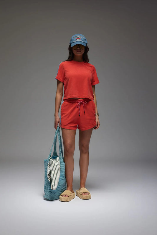 Palma Terry Tee - Coral | Araminta James