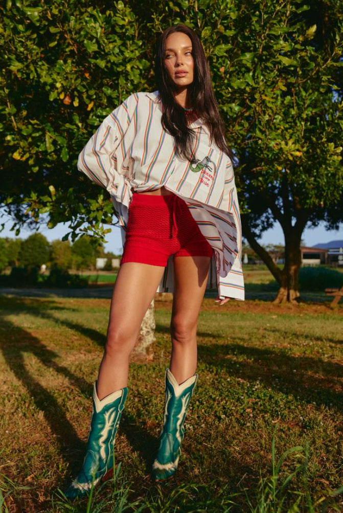 The Plain Knit Bike Pants - Red | Sabbi