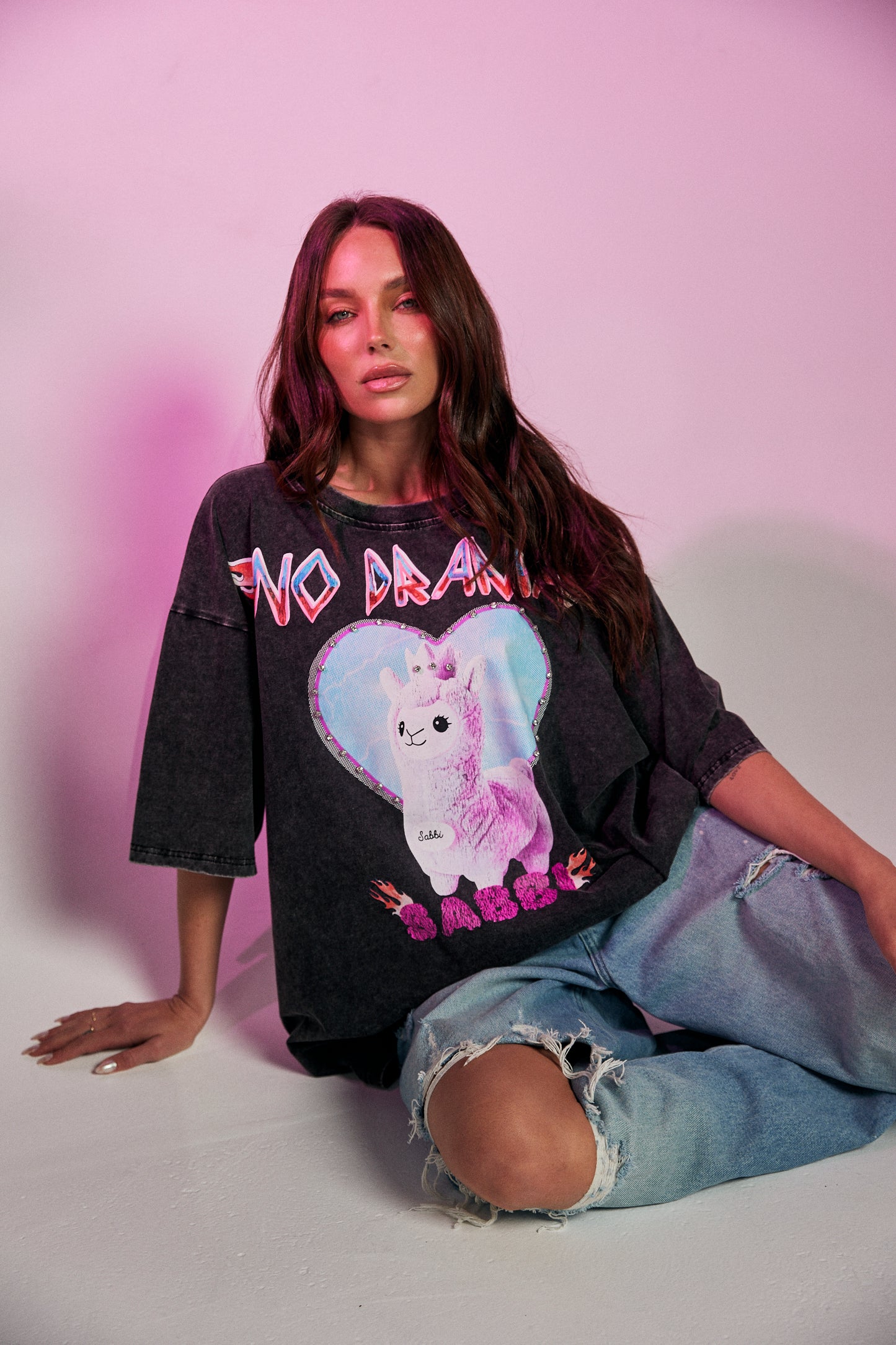 THE NO DRAMA LLAMA BLING TEE - BLACK l Sabbi