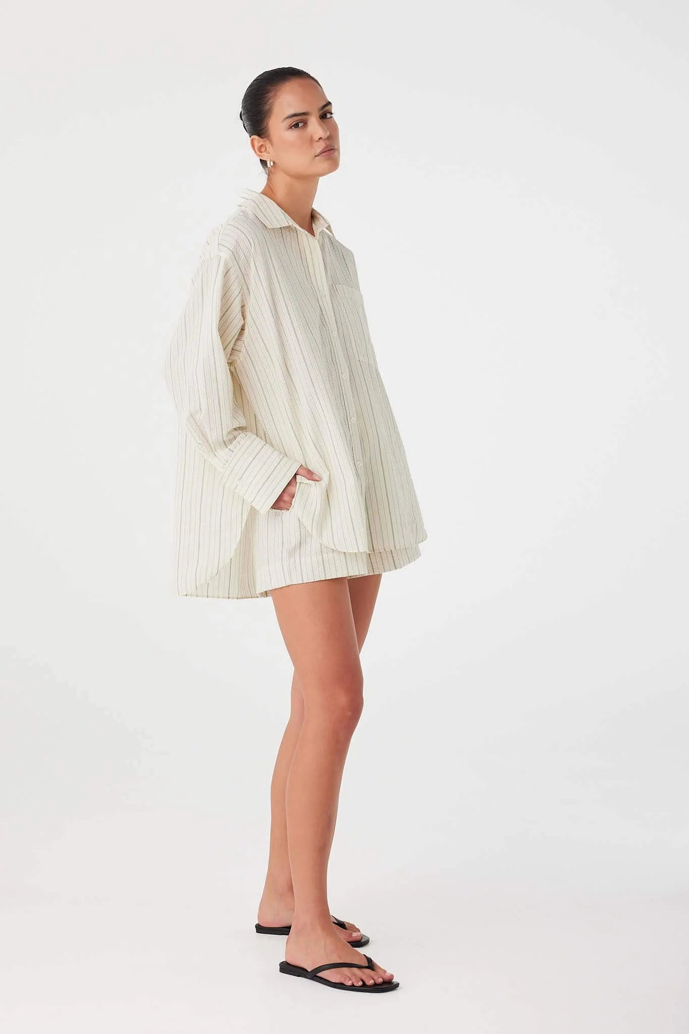 Rae Shirt - Olive Stripe | Arcaa