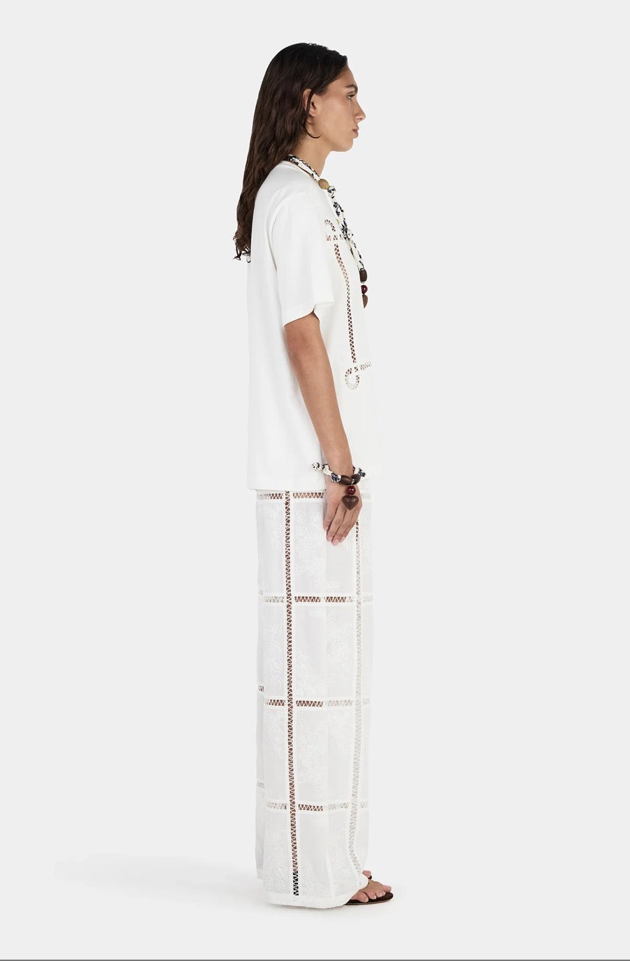 Maxwell Lattice Tshirt Ivory | Hansen & Gretel