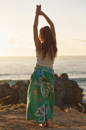 The Seas The Day Maxi Skirt - Green | Sabbi