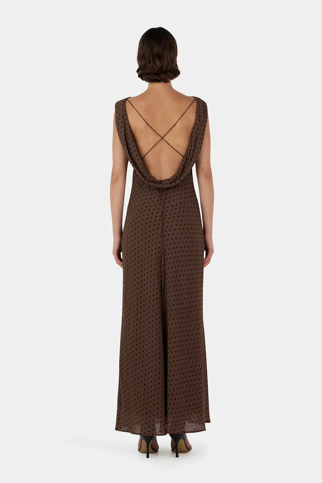 Carmela Bias Dress Chocolate Polka | Hansen & Gretel