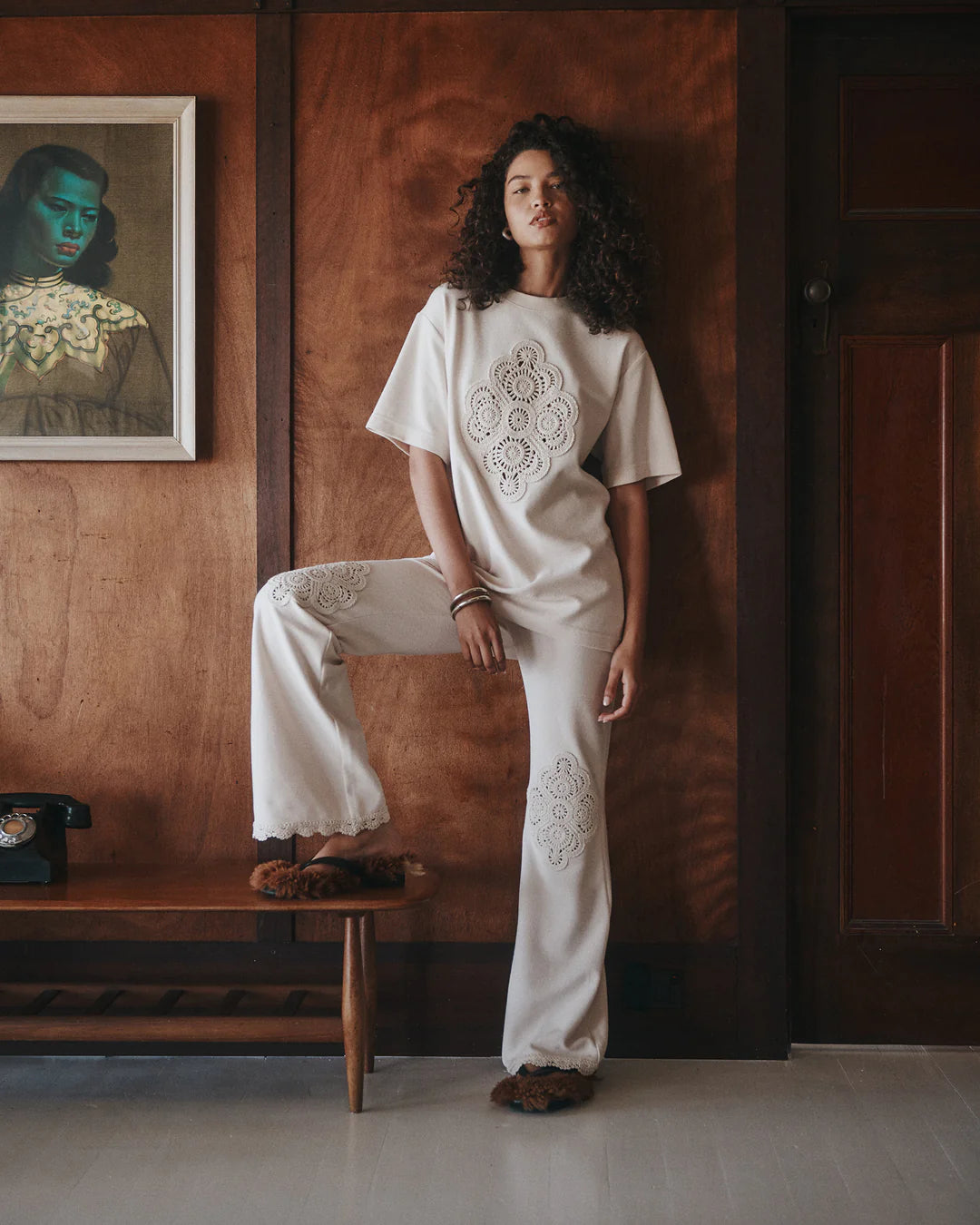 Marley Crochet Shirt Sandstone | Hansen & Gretel