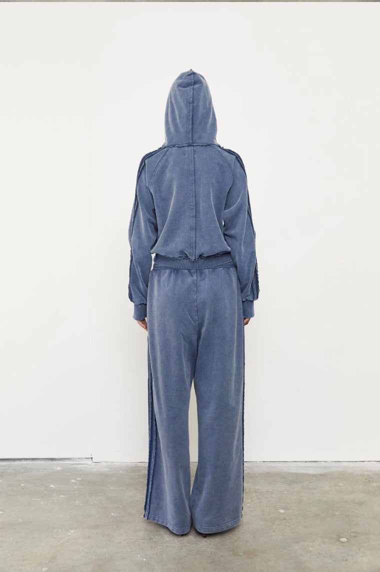 Wide Leg Acid Ash Tracksuit Pant - Sky | Pinky & Kamal