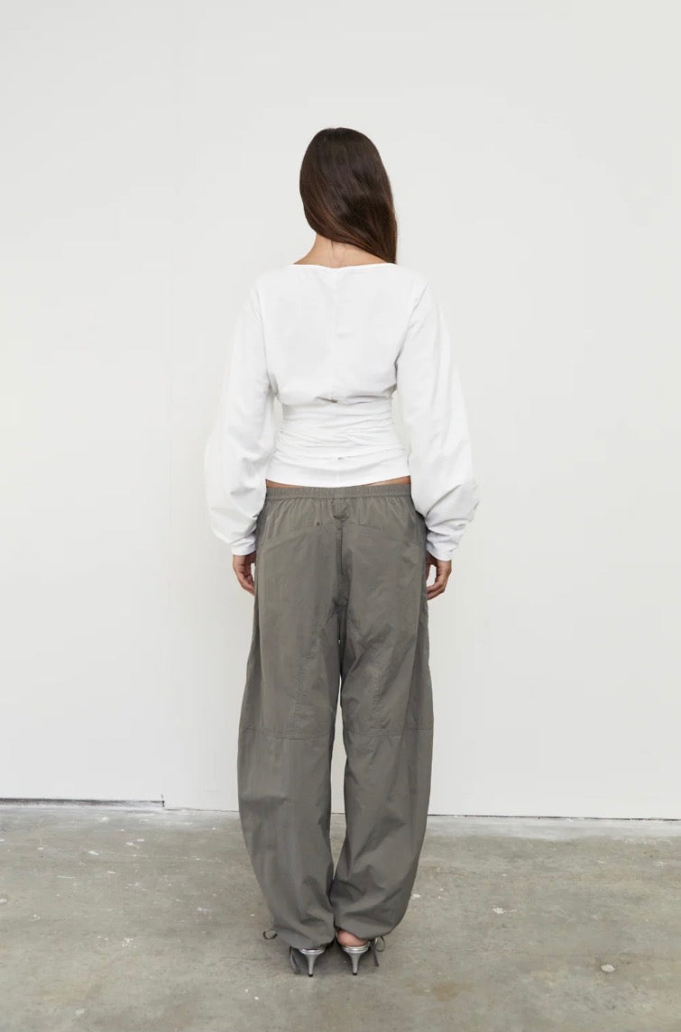 Waist Wrap Long Sleeve Top - White | Pinky & Kamal