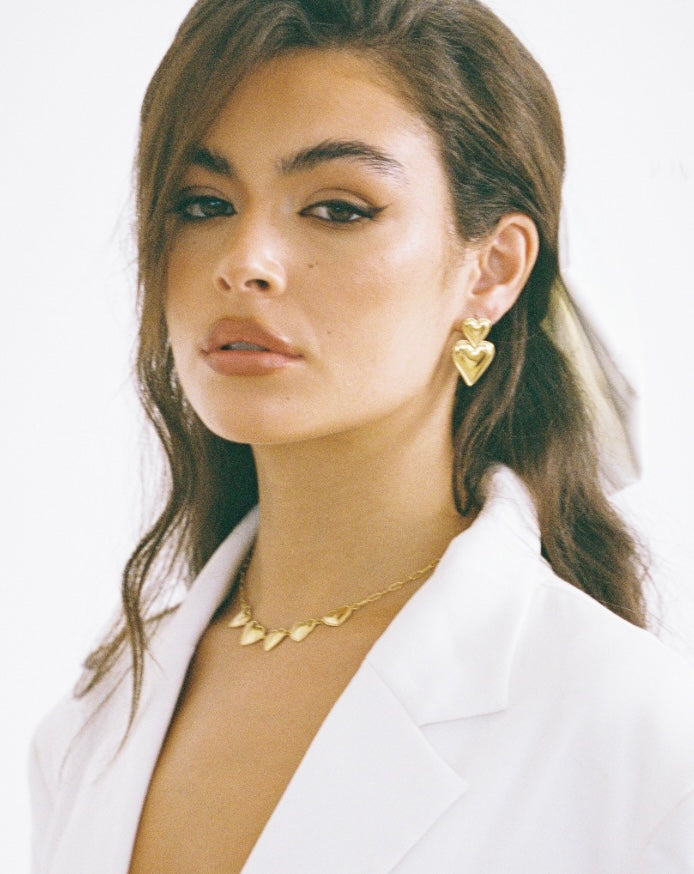 Double Heart Earrings - 18K Gold Plated | We Are Emte