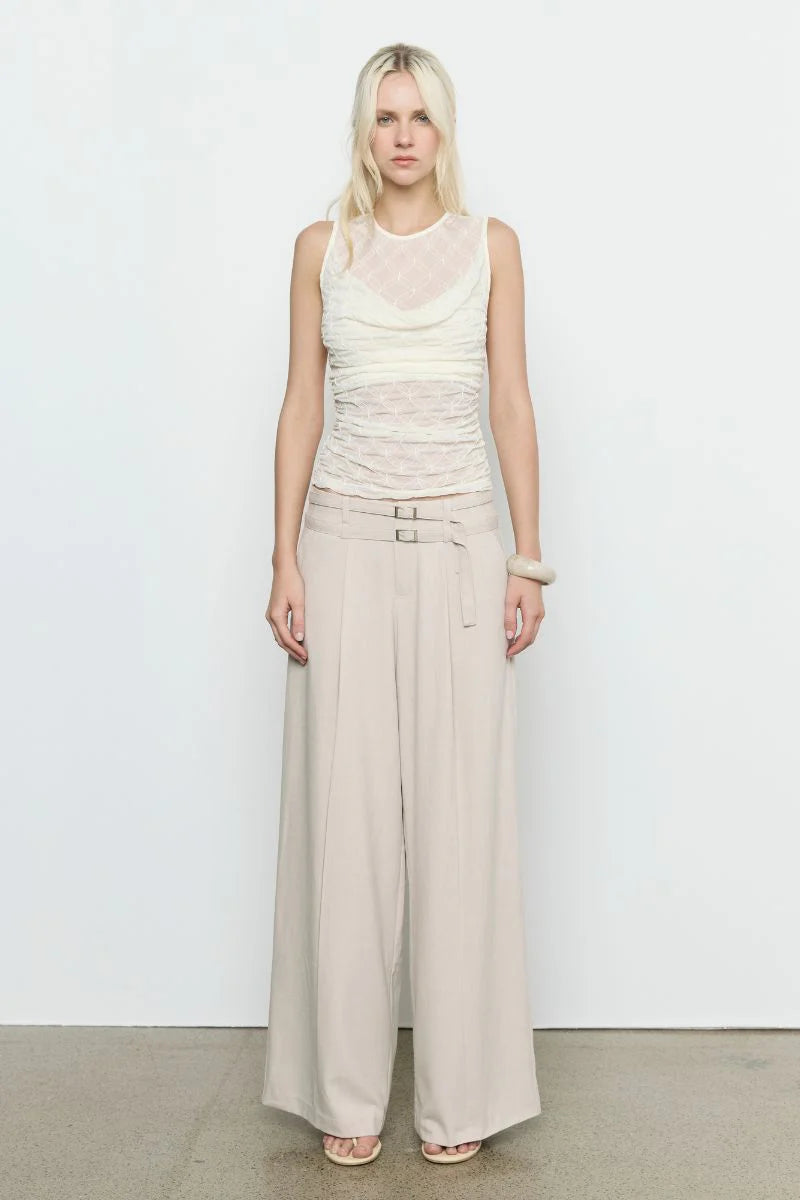 Venus Cowl Mesh Top - Cream | Sovere