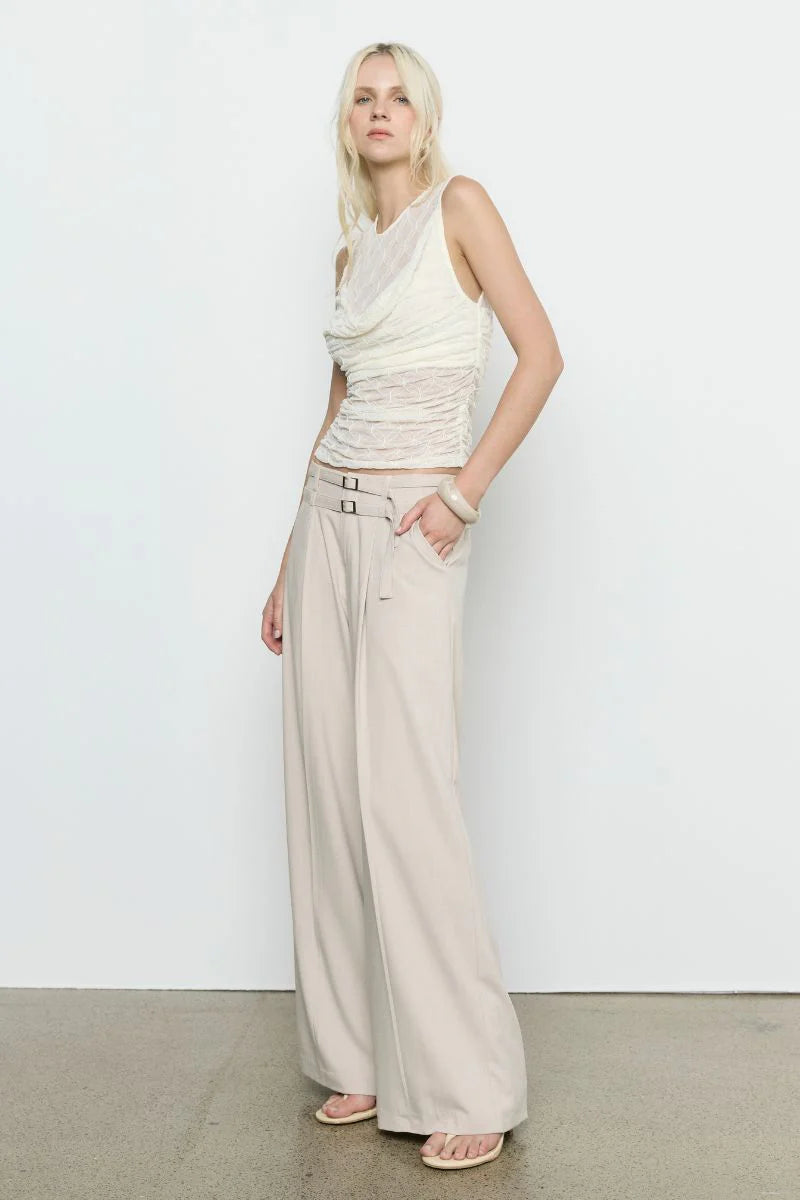 Venus Cowl Mesh Top - Cream | Sovere