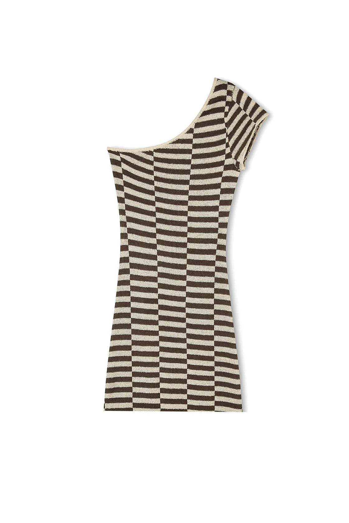 Cocoa Grid Textured One-Shoulder Knit Dress | Zulu & Zephyr