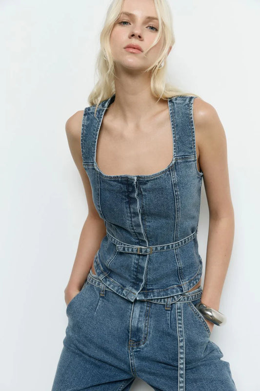 Dawn Denim Bodice - Vintage Blue | Sovere