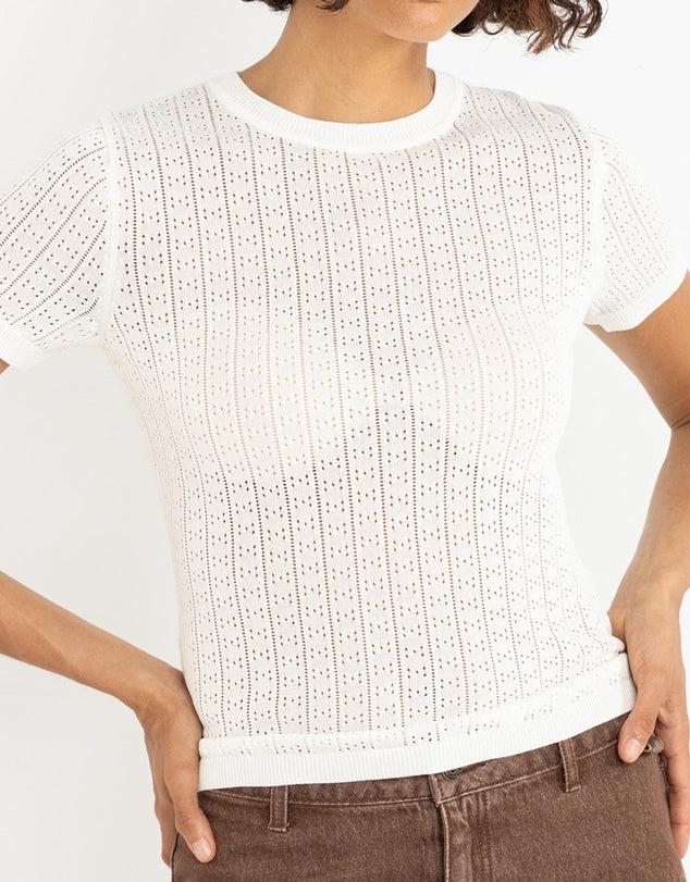 Ojai Pointelle Knit Top - White | Rhythm