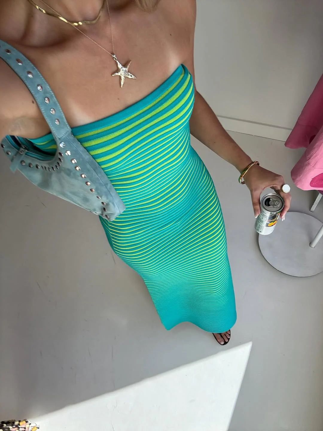 Sunmor Knit Maxi Dress - Ocean | The Wolf Gang