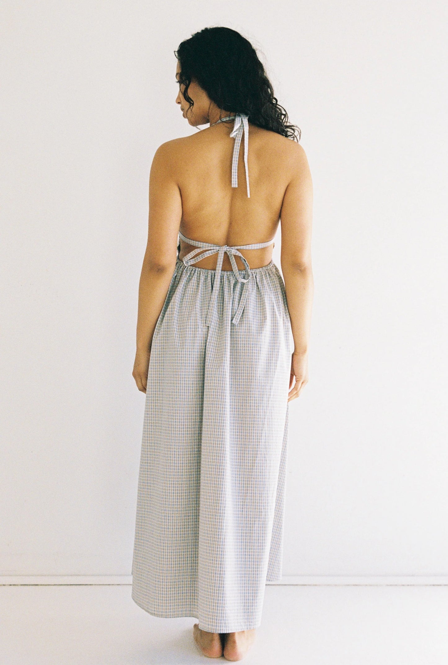 Lily Midi Dress - Blue Check | Juni