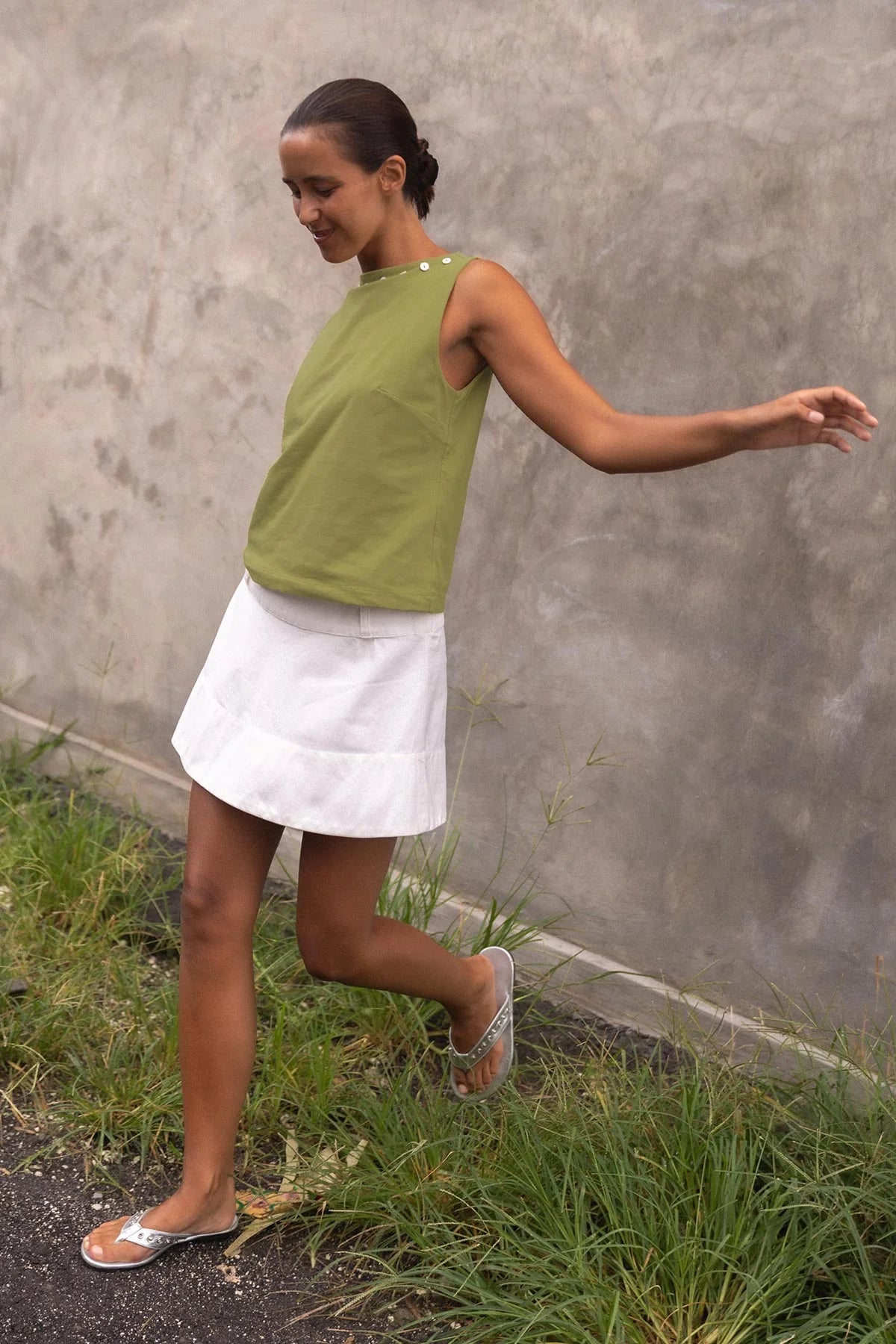 MURIEL BUTTON BOATNECK TANK | ROWIE