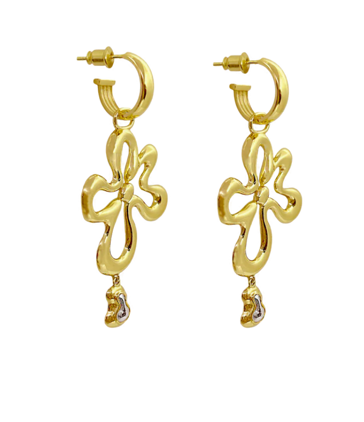 Dahlia Flower Earrings Gold | Mountain & Moon