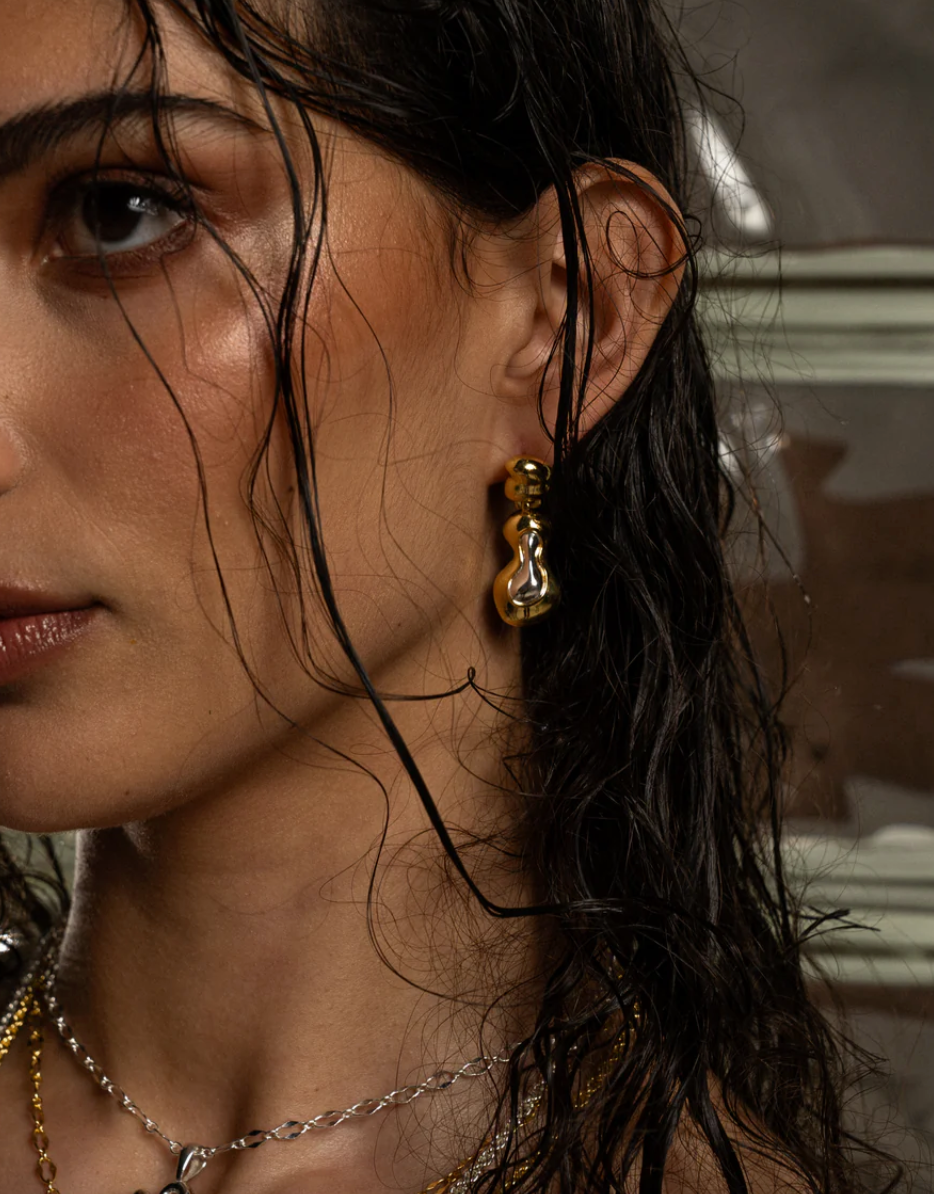 Marlee Drop Gem Earrings Mixed Metal | Mountain & Moon