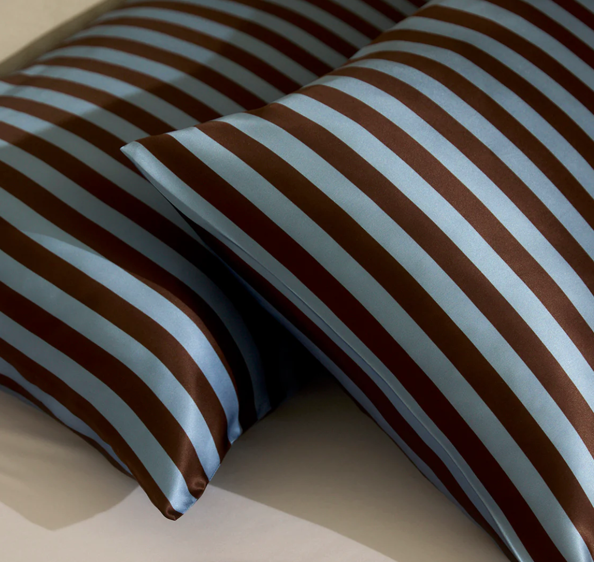 Silk Pillowcase Iced Chocolate Stripes | Hommey