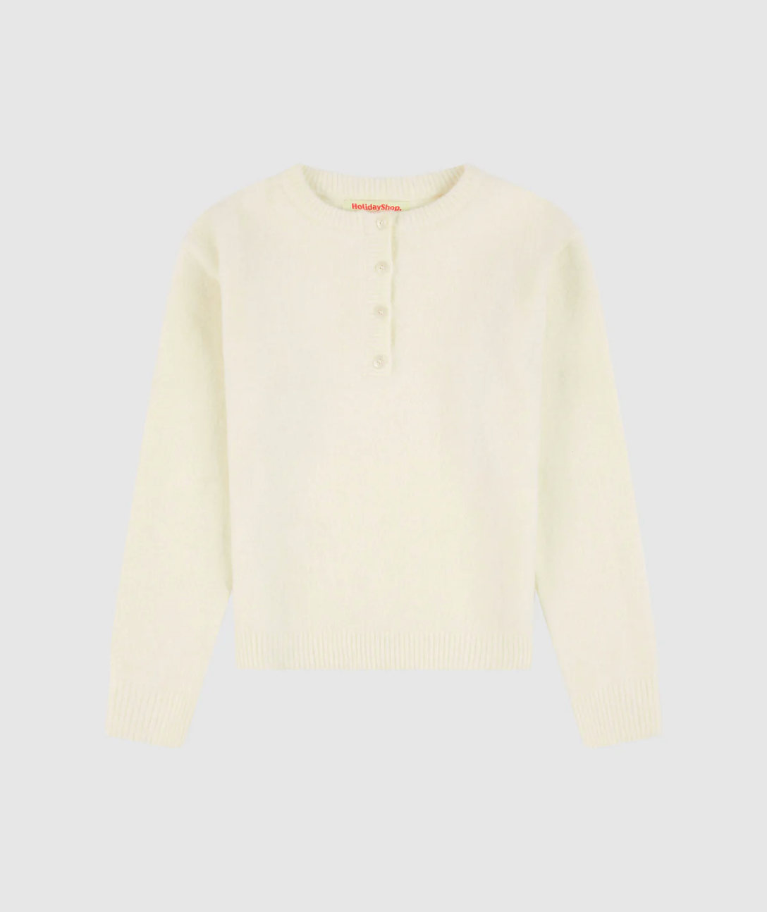 Buttoned Knit White | Holiday Shop
