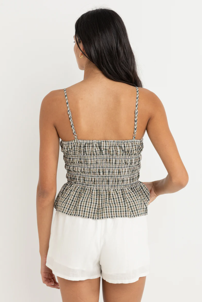 Antibes Plaid Top Olive | Rhythm