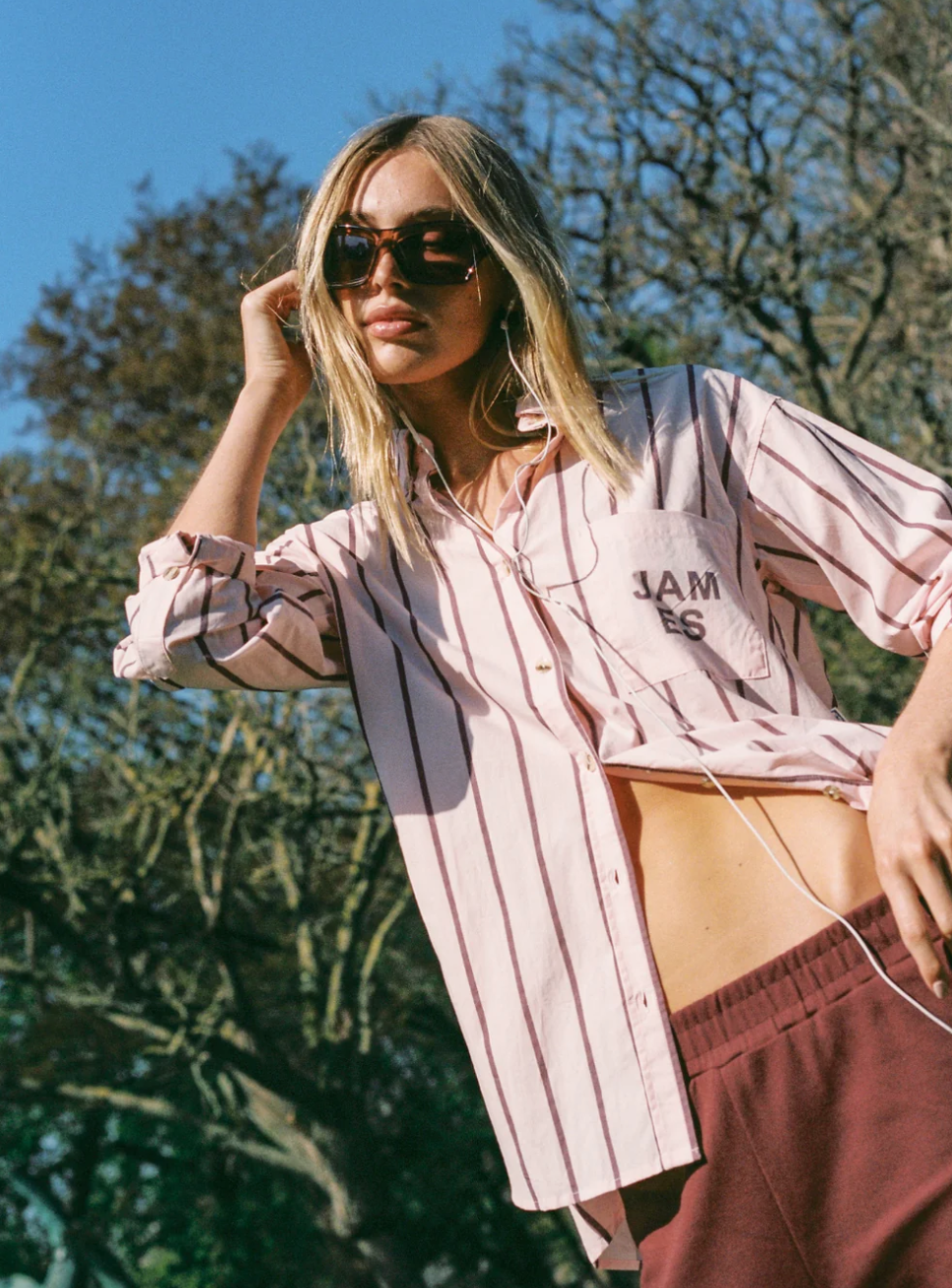 Alpine Cotton Stripe Shirt Light Blush | Araminta James