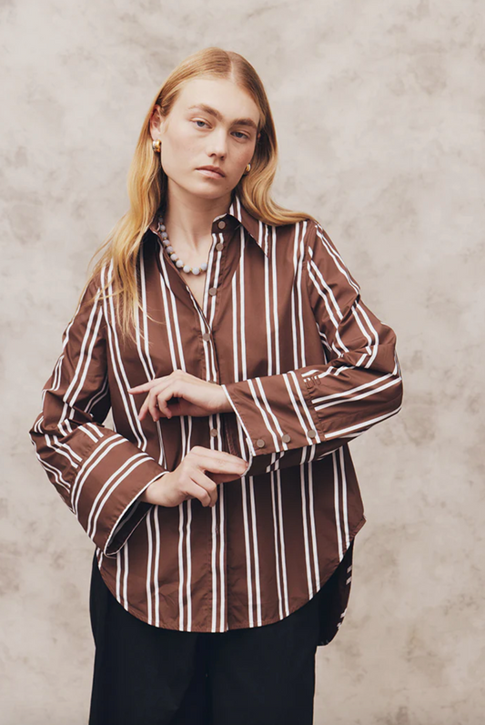 Fern Shirt Brown/White | Blanca