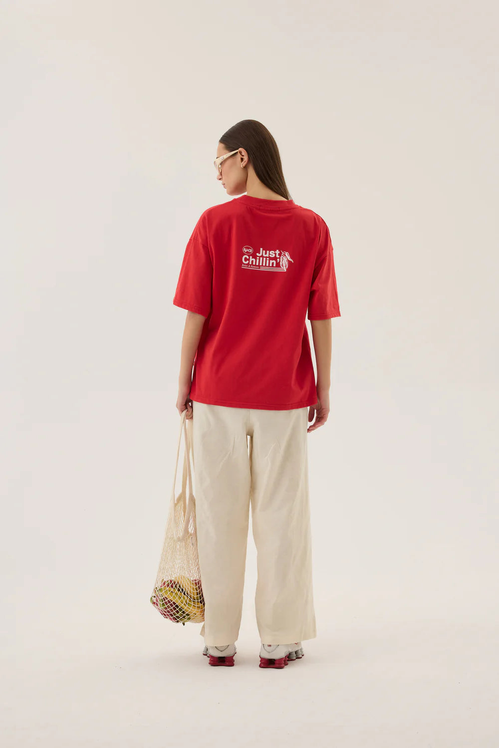 Chillin Oversized Tee Poppy Red | Araminta James