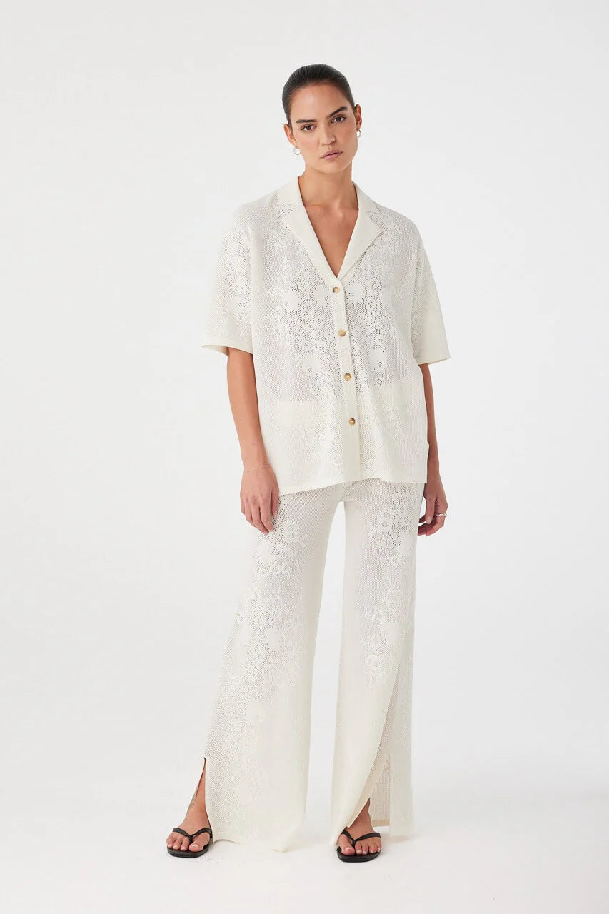 Aster Crochet Pant - Cream | Arcaa