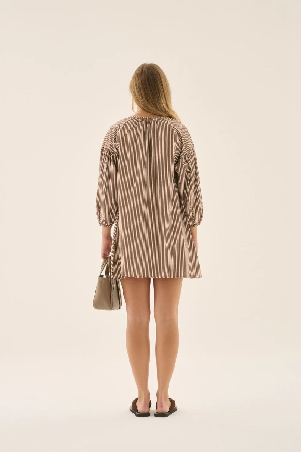 AJ Stripe Dress - Chocolate | Araminta James