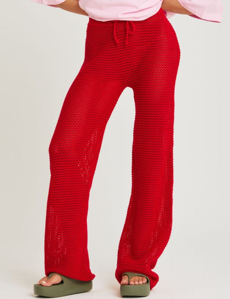 The Plain Knit Beach Pants - Red | Sabbi