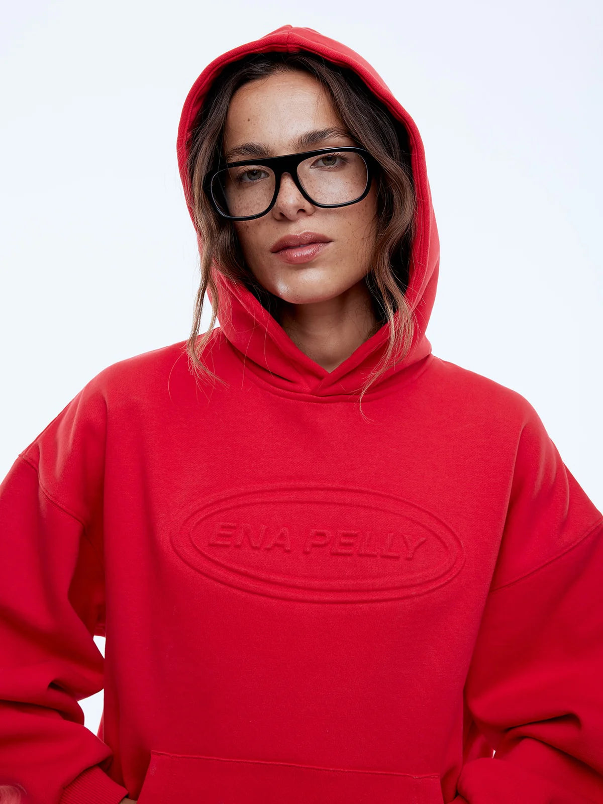 Washed Debossed Hoodie - Washed Red