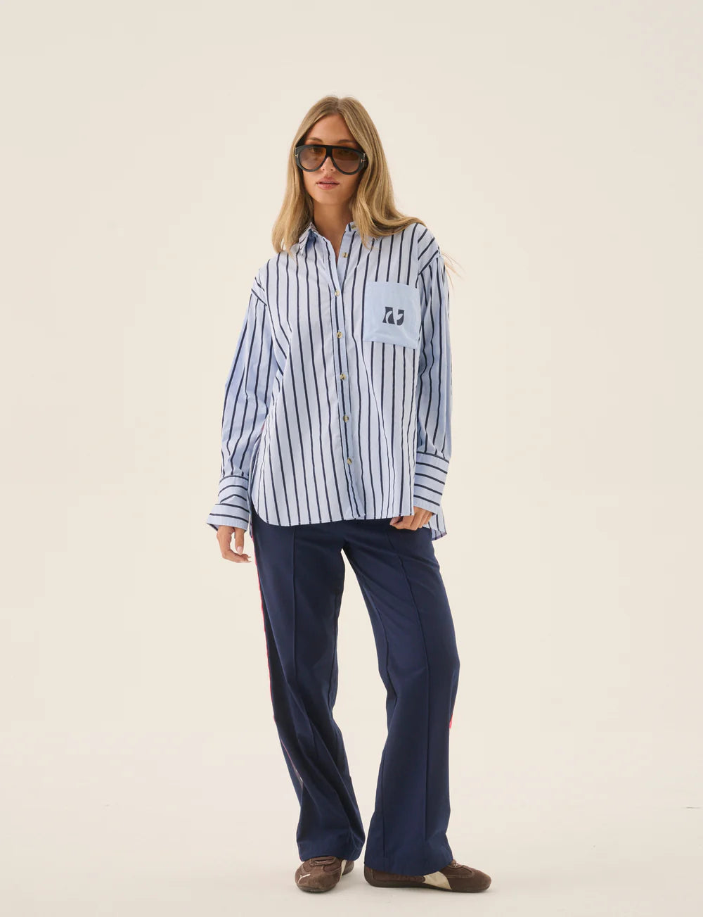 AJ Crest Palermo Shirt - Sea Blue | Araminta James