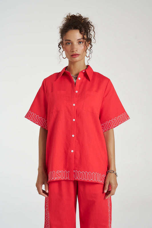 Big Linen Shirt Scarlet Summi | Summi Summi