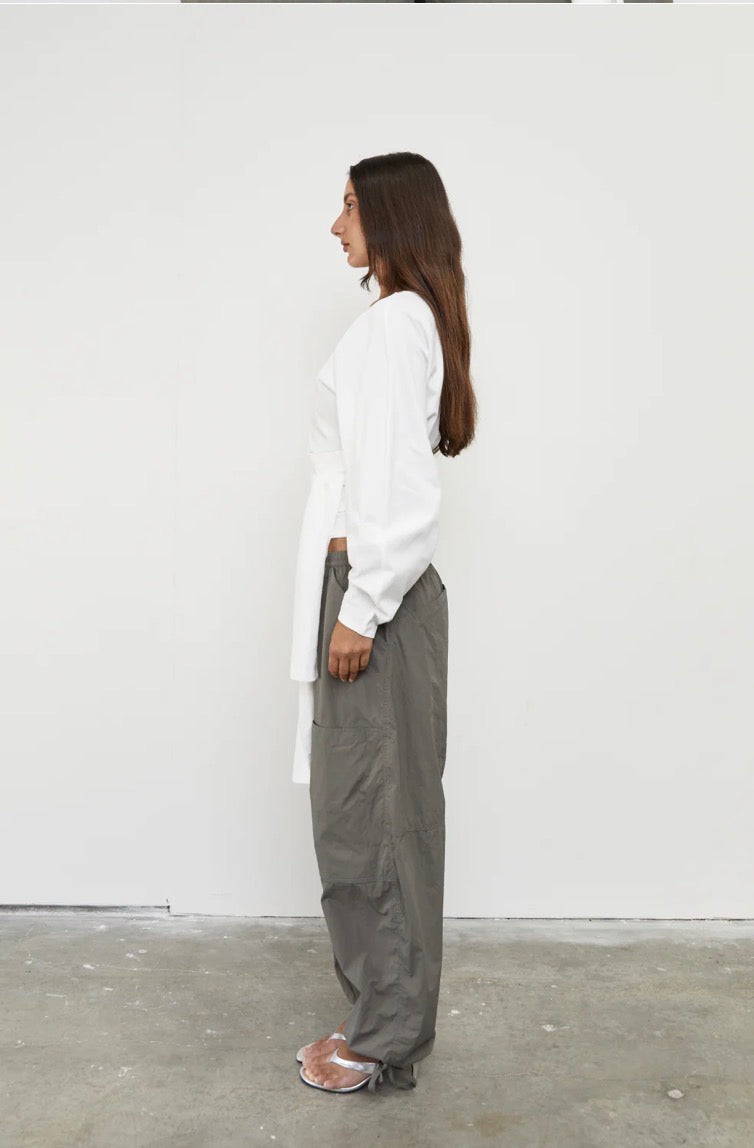 Waist Wrap Long Sleeve Top - White | Pinky & Kamal