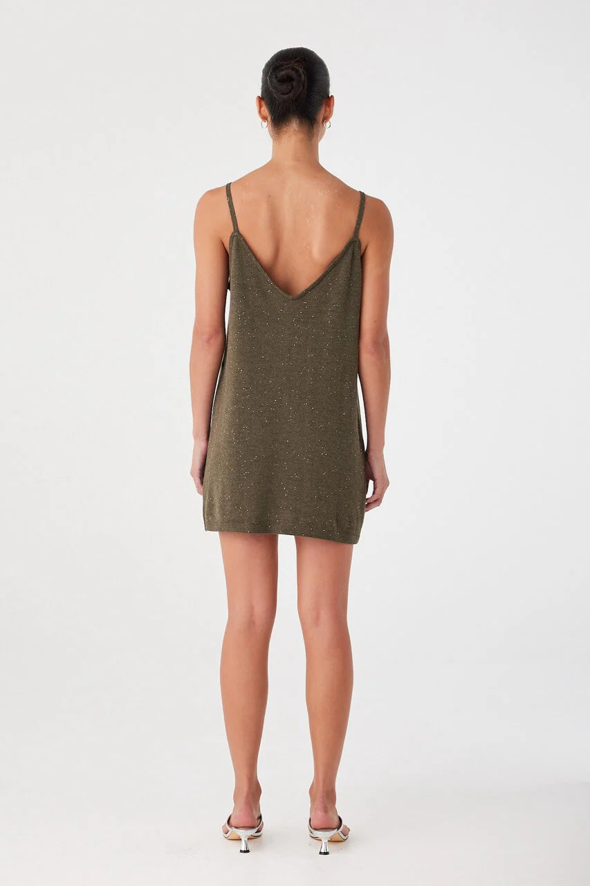 Mira Dress Olive Sparkle | Arcaa