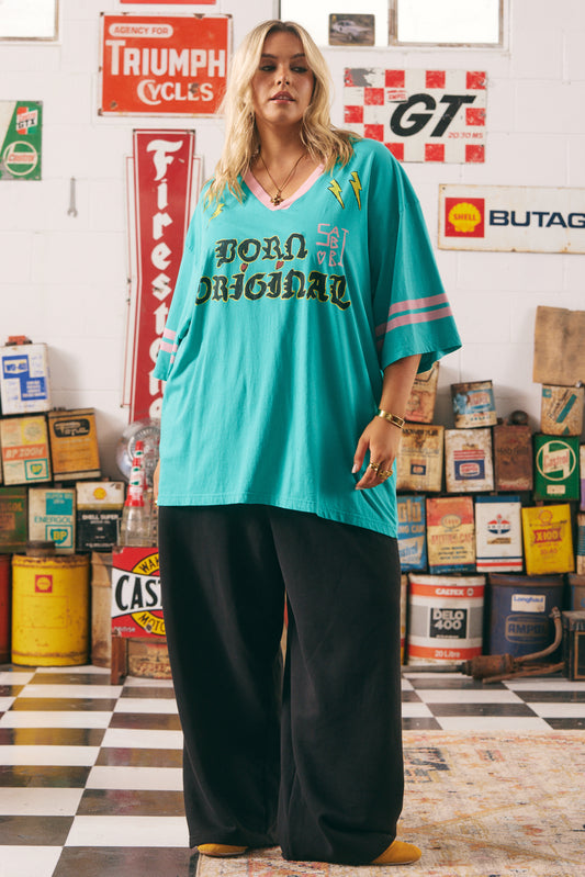 THE BORN ORIGINAL TEE - TEAL & PINK | SABBI THE STORE