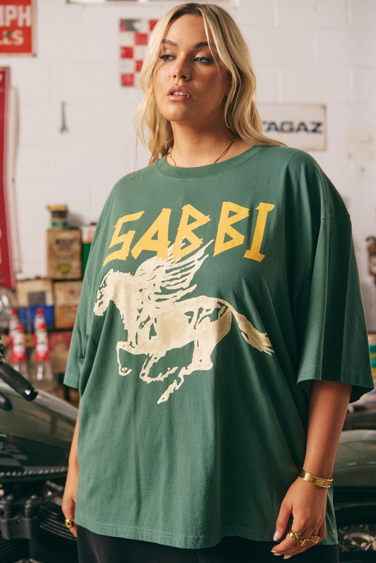THE VERY OVERSIZED RHINESTONE TEE GREEN | Sabbi The Store