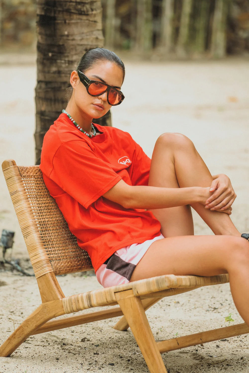 Chillin Oversized Tee Poppy Red | Araminta James