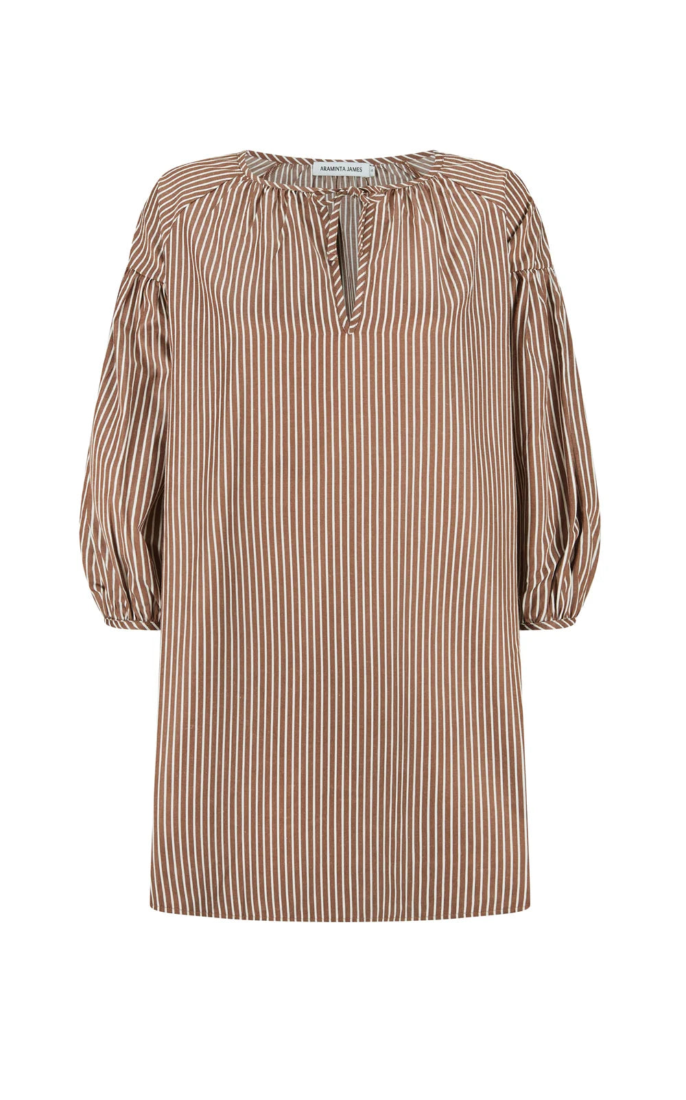 AJ Stripe Dress - Chocolate | Araminta James