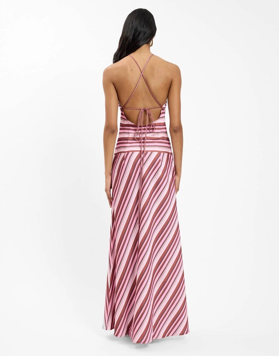 Halter Maxi Dress Magenta Stripe | With Harper Lu