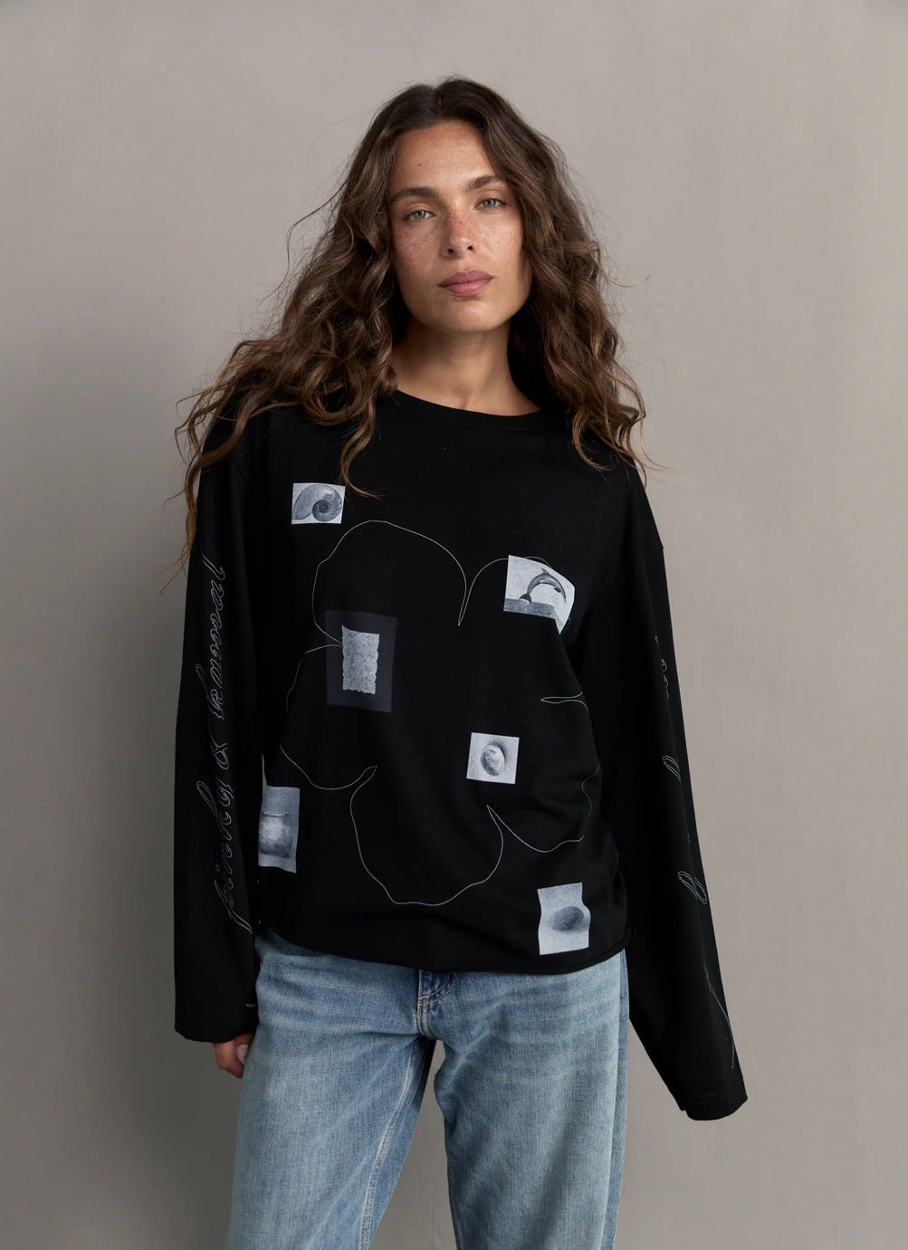 Field Notes Long Sleeve Top - Black | Pinky & Kamal