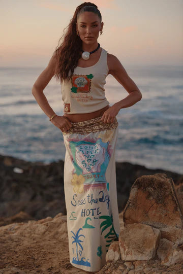 The Seas The Day Maxi Skirt - Cream | Sabbi