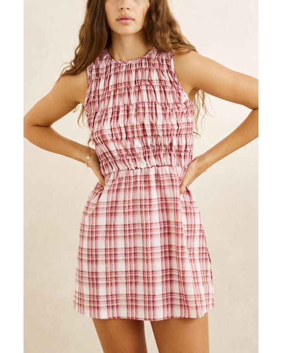 Chelsea Check Mini Dress - Plum | Rhythm